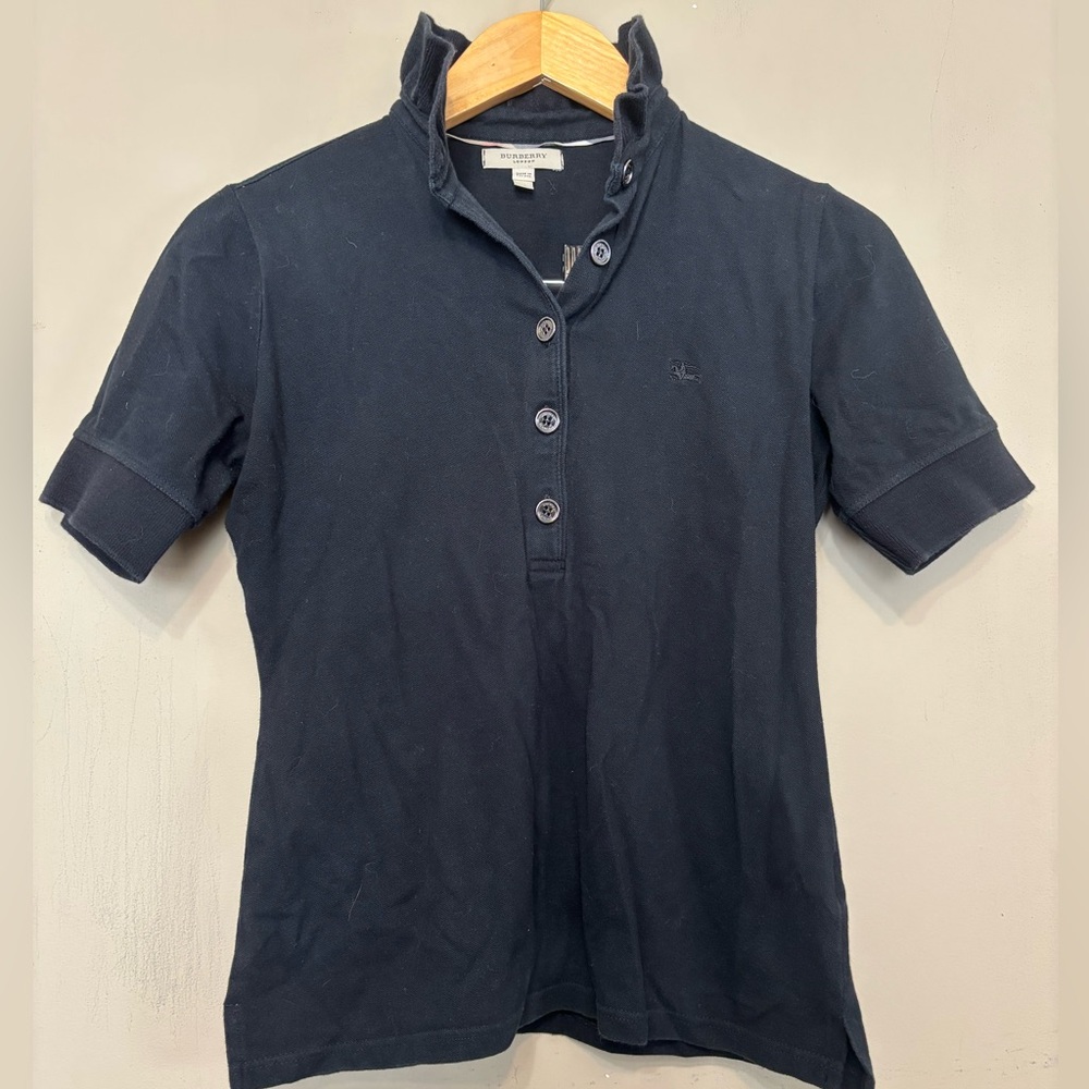 BURBERRY London Cotton Ruffle Collar Polo Shirt